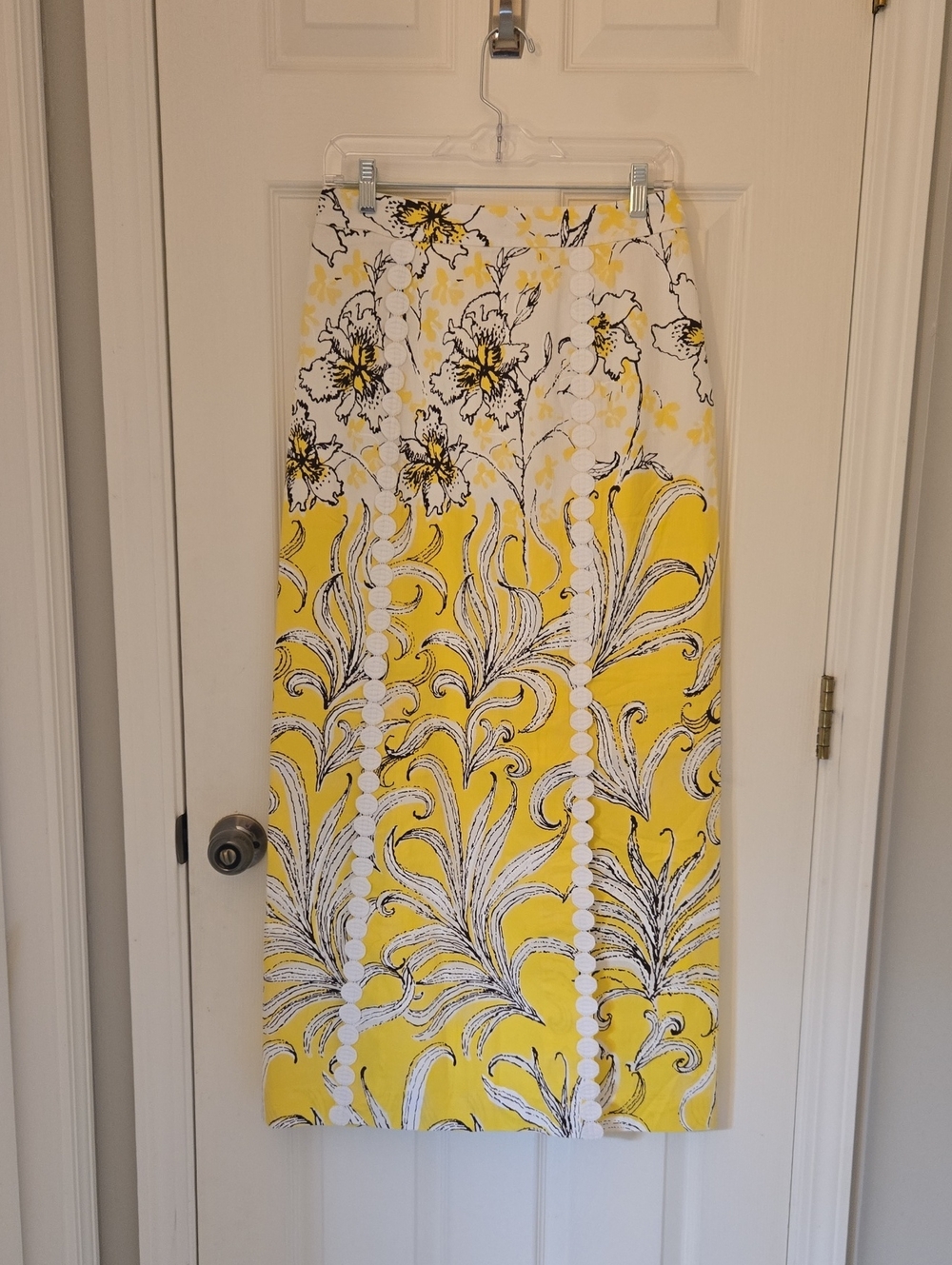 Lilly Pulitzer Yellow Floral and Black Print Bradley Maxi Skirt